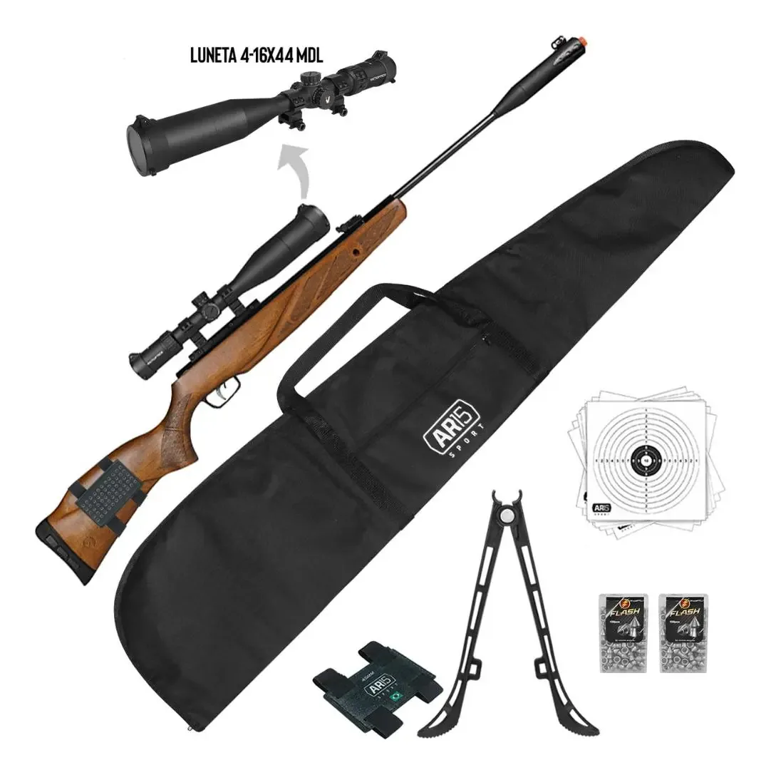 Carabina Pressão 5.5mm Gamo Grizzly 1250 Igt + Luneta Agn Madeira 5.5 Mm