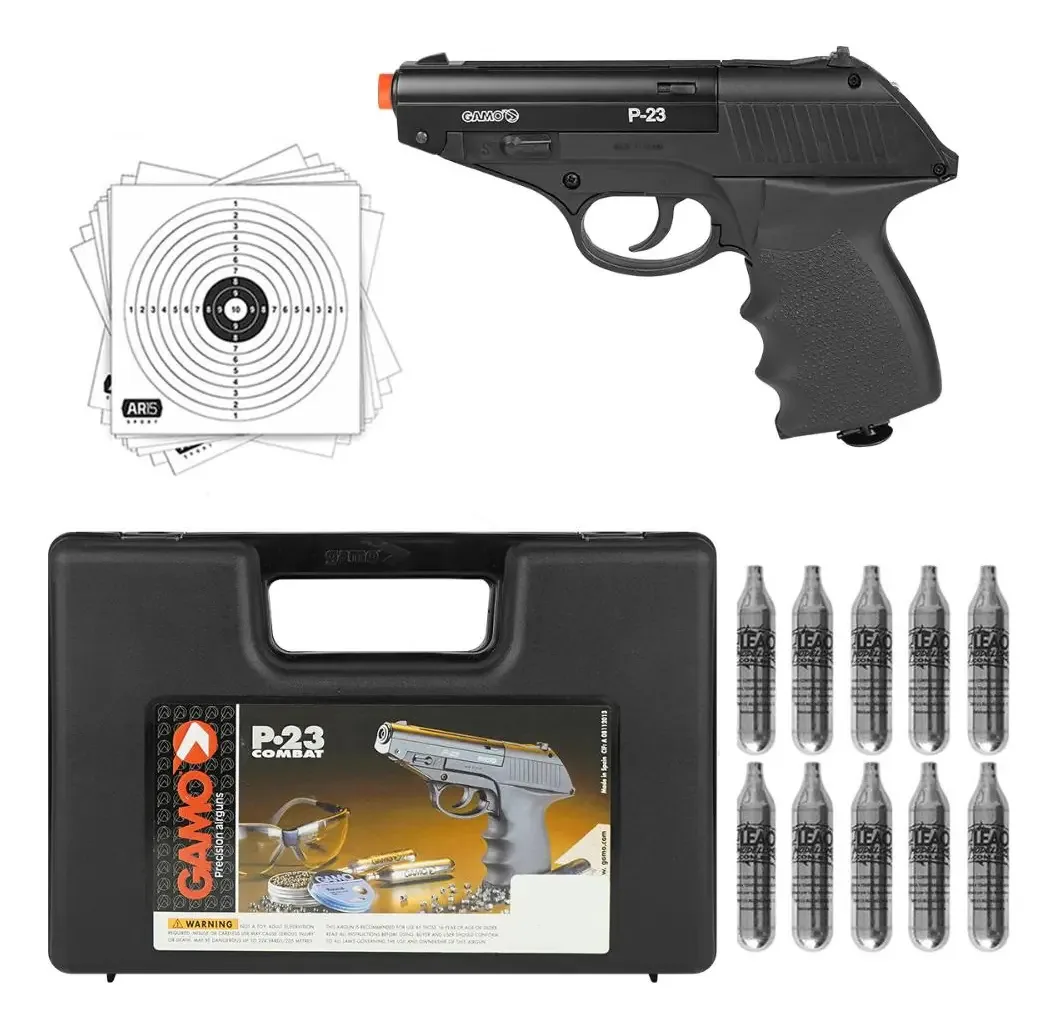 Pistola Co2 4.5mm Gamo P23 Combat Semi Automática + 10un Co2