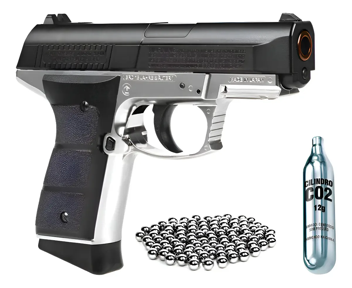 Pistola Co2 4.5mm Cromada / Preto Daisy 5501 Blowback 430fps 4.5 Mm
