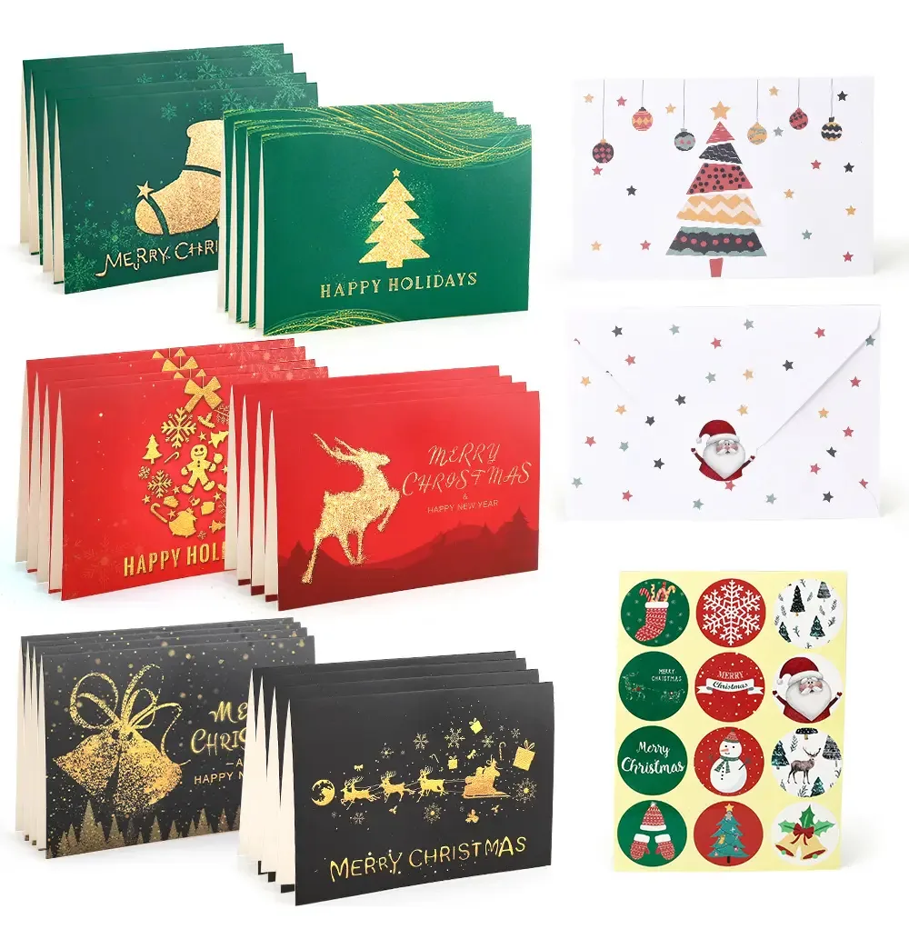 24 cartões de convite de Natal com envelopes e 6 designs