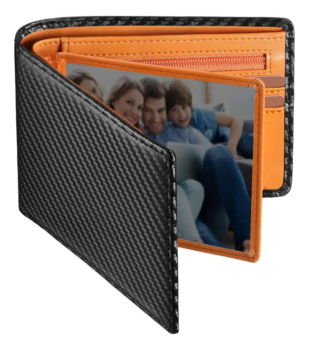 Carteiras para homens Carteira genuína Bolsas masculinas cor preta Slowton