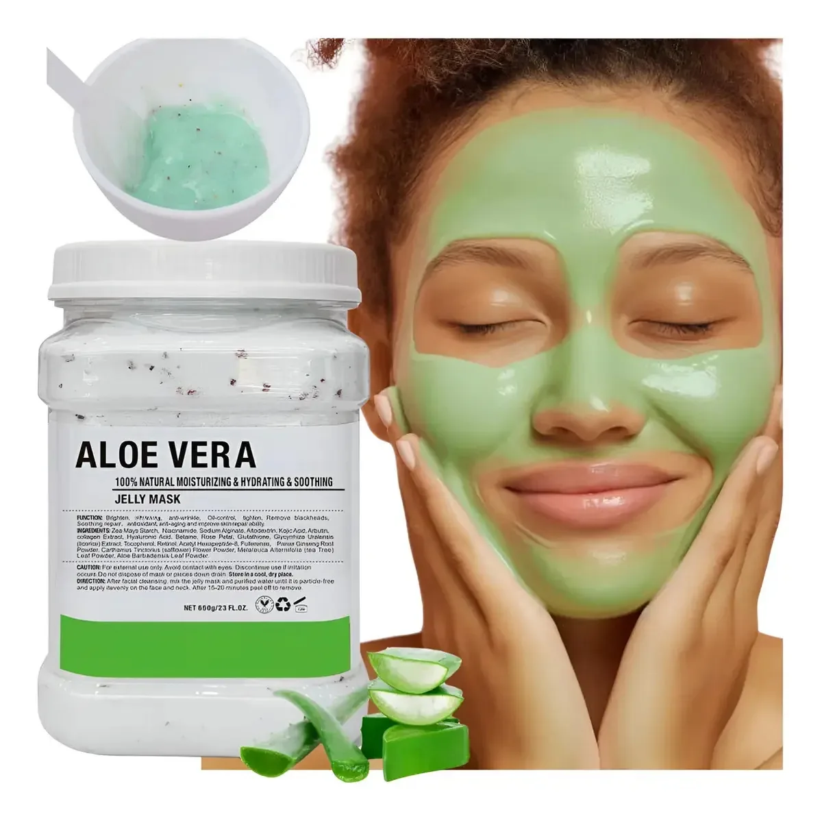 Máscara facial em gelatina Peel Off Powder 650 g Hidratante, reparadora e suavizante para o cuidado da pele no salão de spa em casa (Aloe vera)