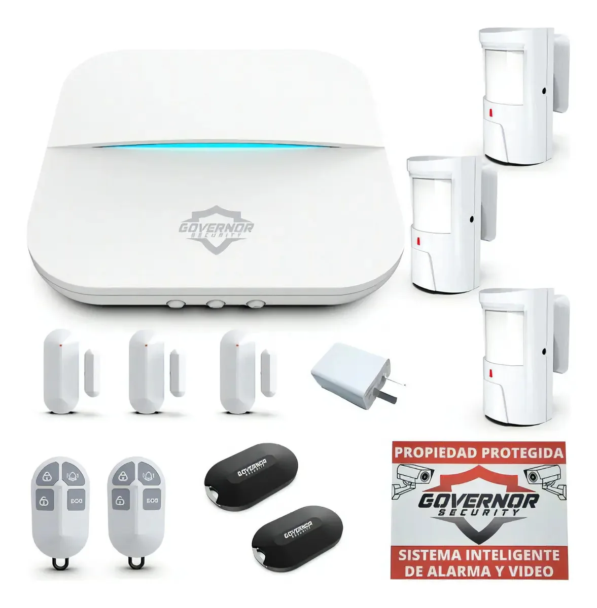 Painel de alarme branco GV-Safe300 Kit-16 6 sensores APER/MOV