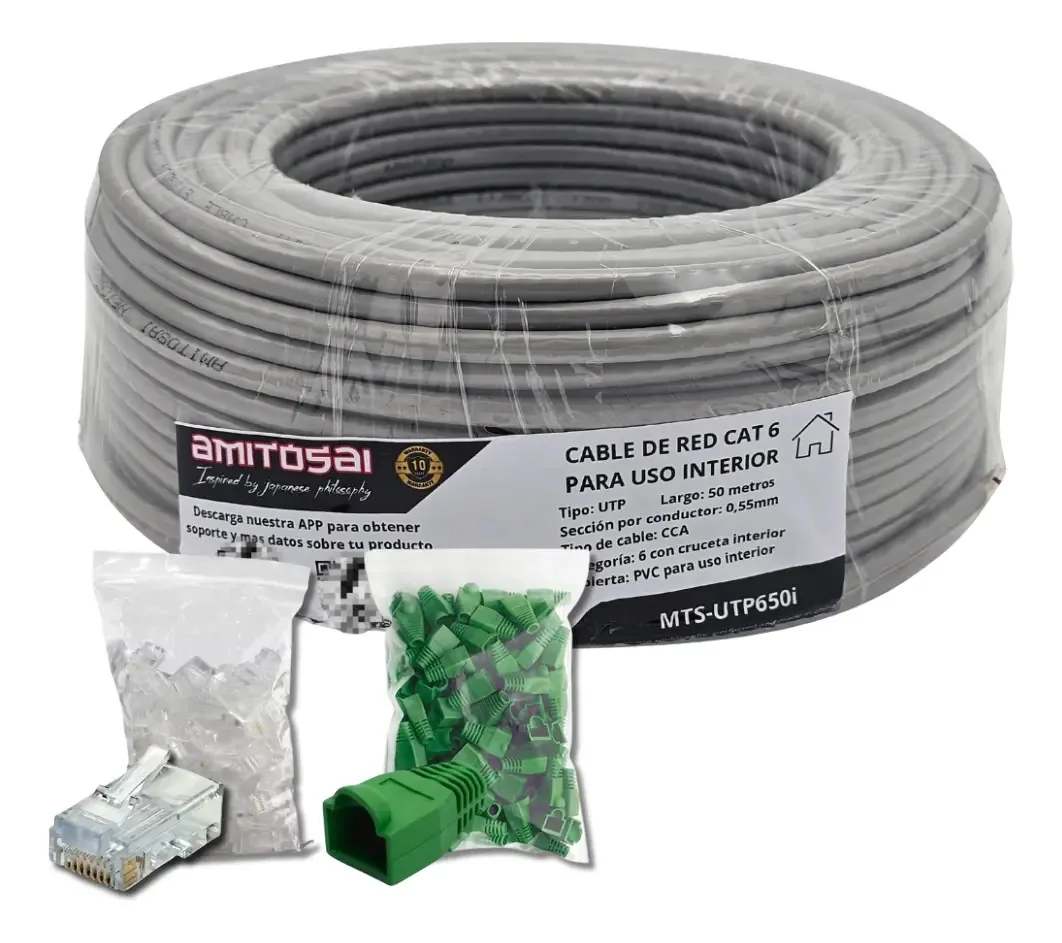 Cabo de rede UTP650i + 20 chips - Capuchones Amitosai