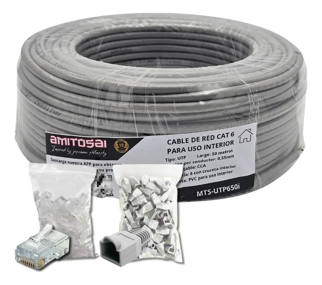 Cabo de rede combinado UTP650i + 100 chips-capuchones Amitosai