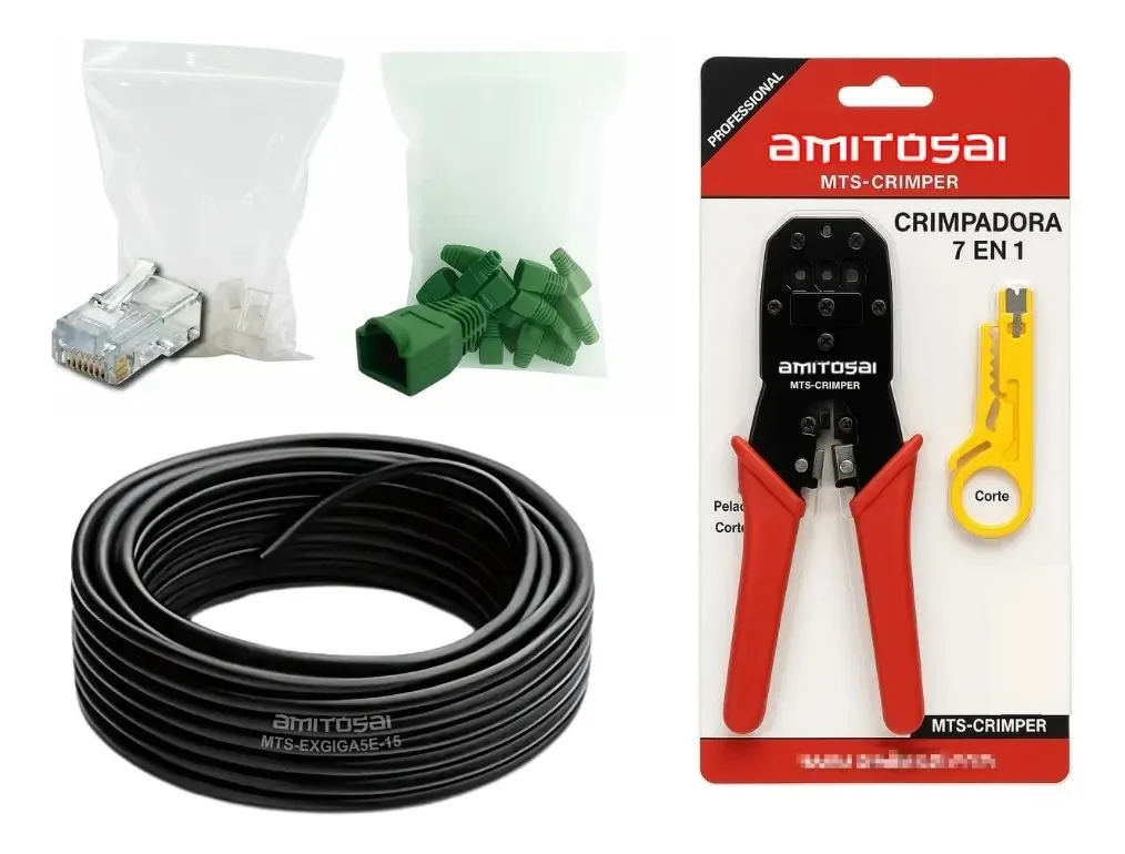 Cabo de rede Cat5e externo com clipe e chips - Capuchon