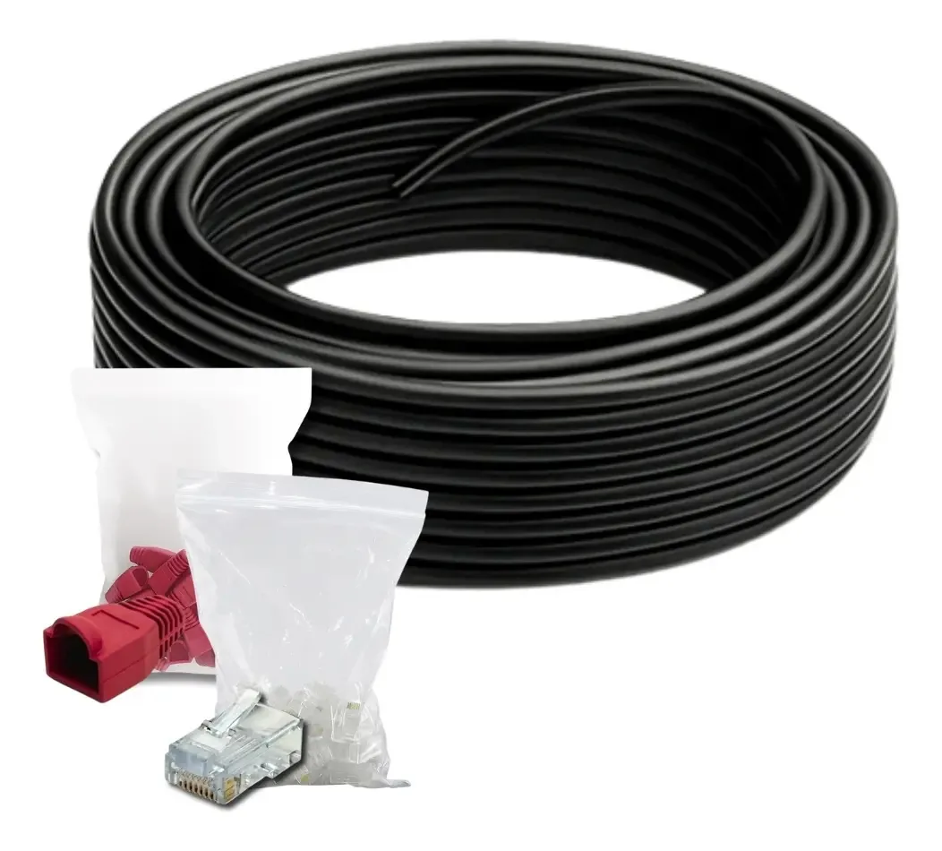 Cabo de rede Combo Cat5e 50m + 20 chips-caps