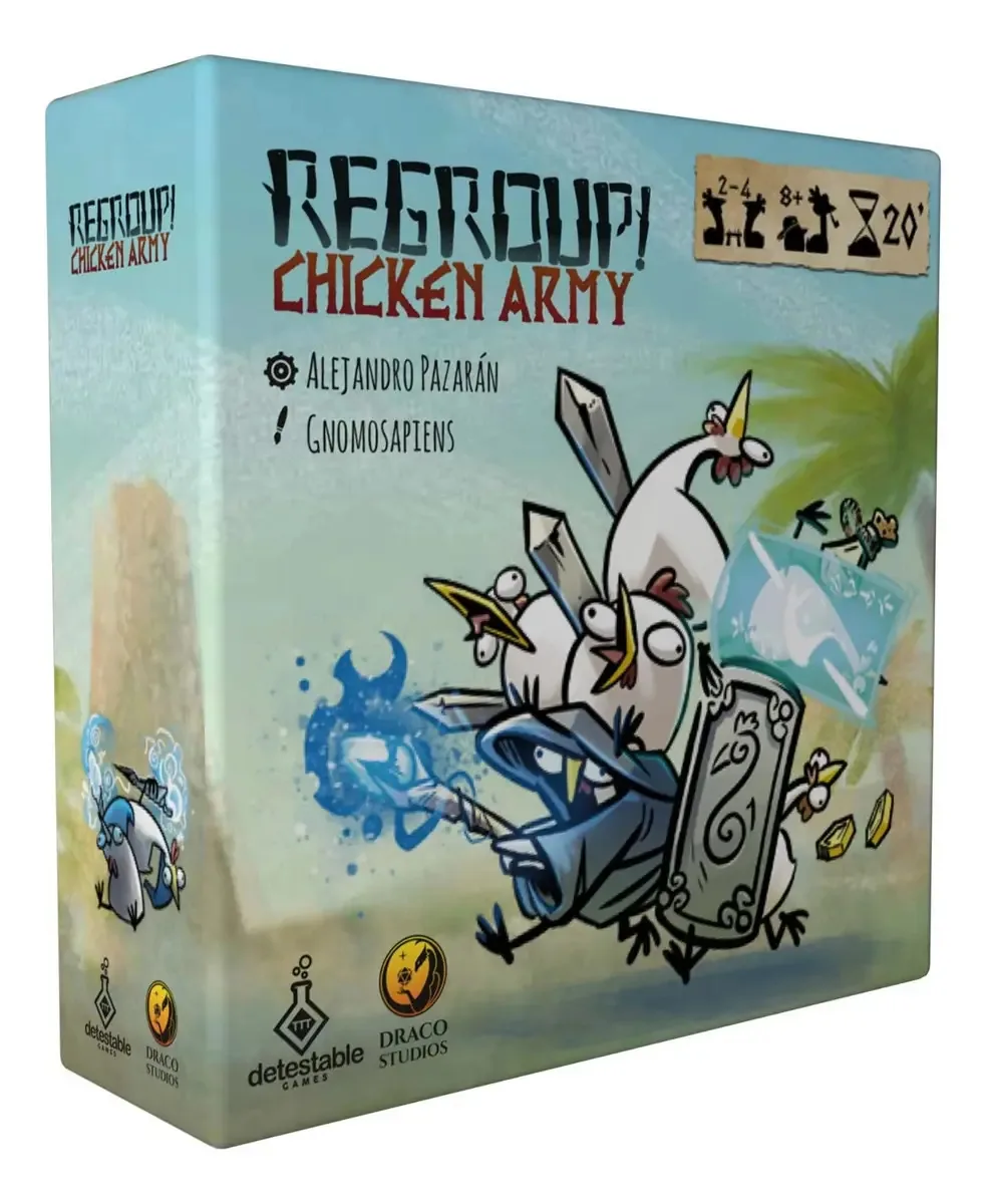 Jogo de tabuleiro Regroup Chicken Army - Jogos detestáveis