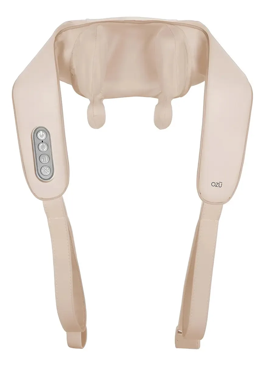 Massageador Shiatsu Recarregável Ozü para Pescoço e Ombros, Cor Bege
