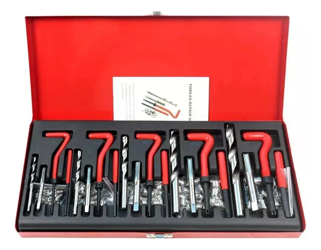 131 Ferramentas e insertos de reparo de roscas Helicoil M5-12, cor preta e vermelha