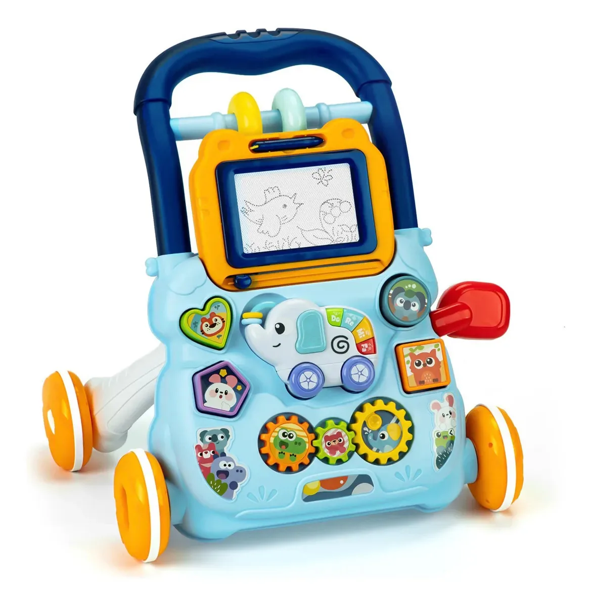Baby Walker Musical em painel azul