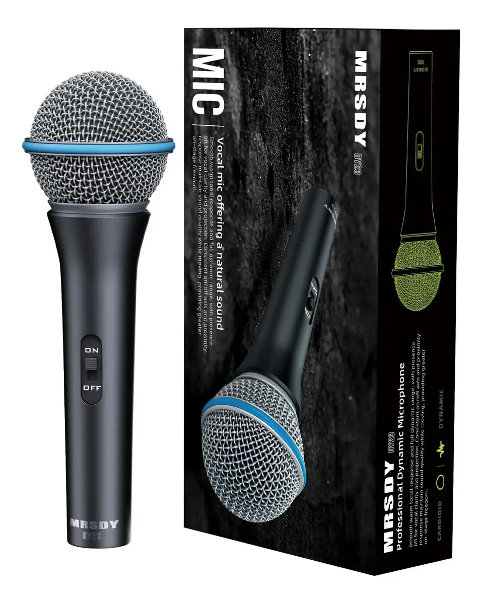Microfone vocal dinâmico Mrsdy, microfone portátil Met. Cor Preto