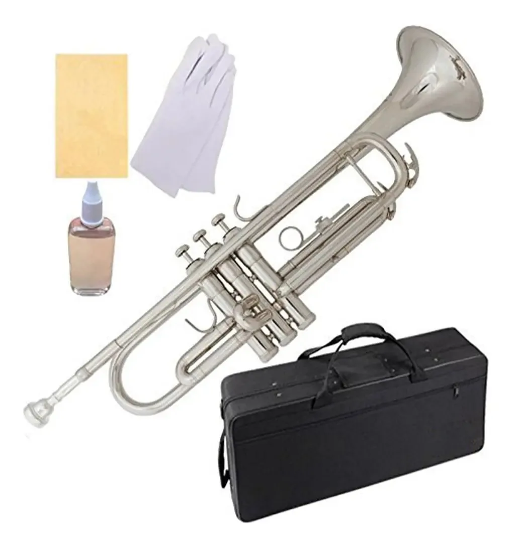 Conjunto de trompete lacado prateado Palmusic LYL250-1-W0Y para iniciantes