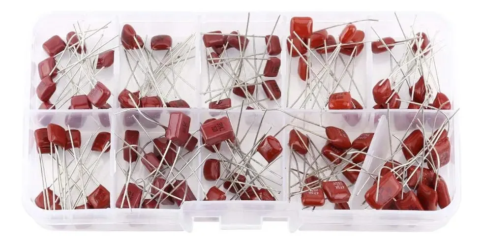 100 Unidades Capacitores 10 Valiosos Cbb Polietileno Kit de Filme 10nf ~ 470nf com Caixa