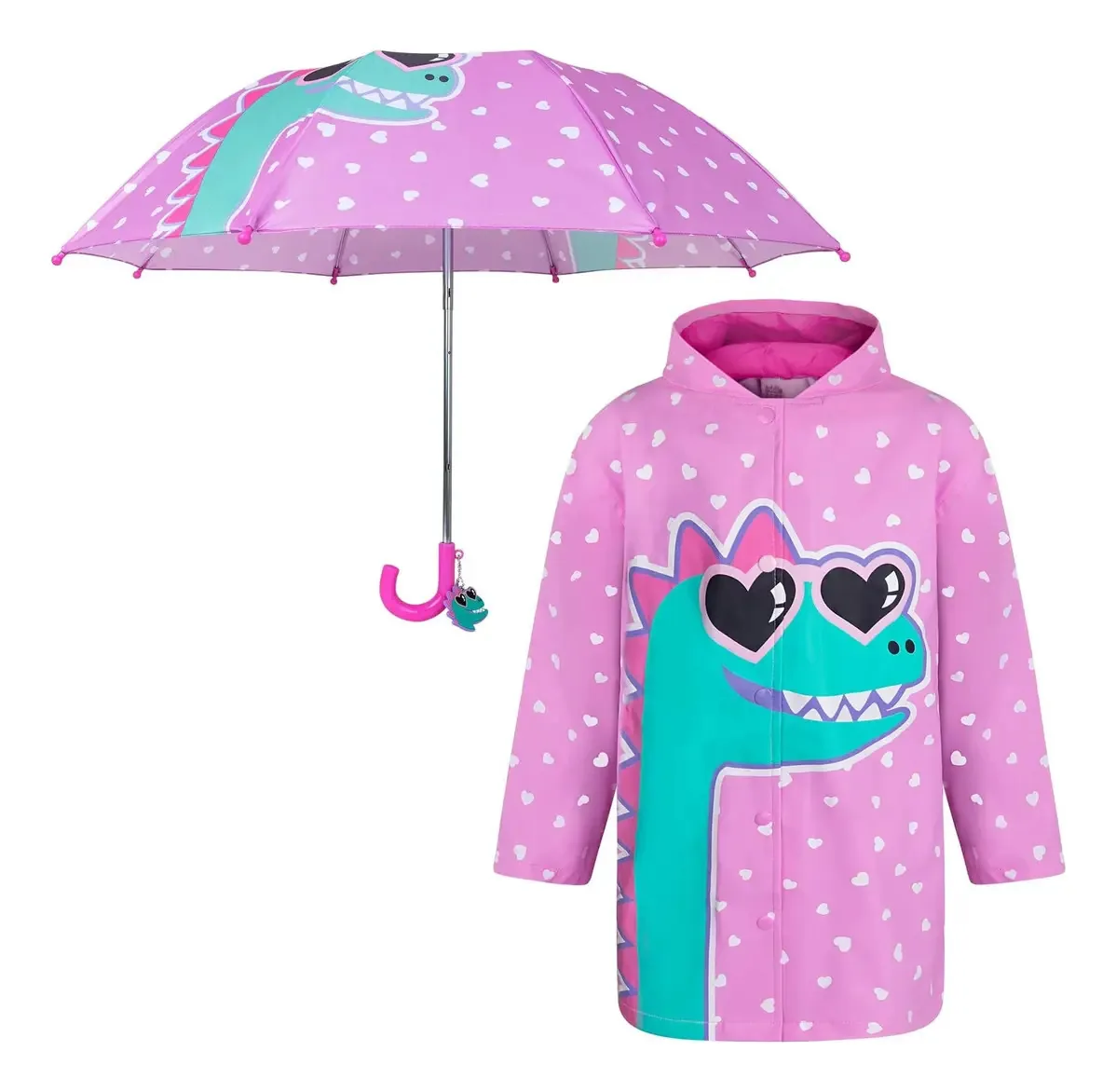 Capas de chuva para meninas e meninos e conjunto de guarda-chuvas para crianças — Guarda-chuva para crianças pequenas para chuva — Capa de chuva para meninos e meninas Capa de chuva para 3-5...