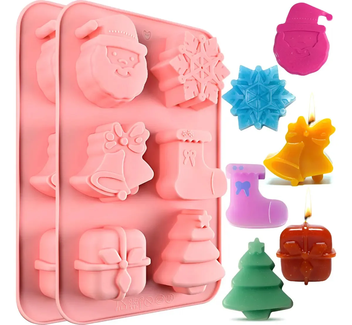 Pacote Siqinzongwa de 2 moldes de sabão de Natal, moldes