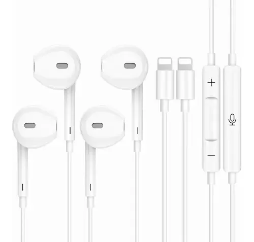 Fones de ouvido e viva-voz para Huawei iPhone 2 peças coloridas para Apple Lightning Light Color White