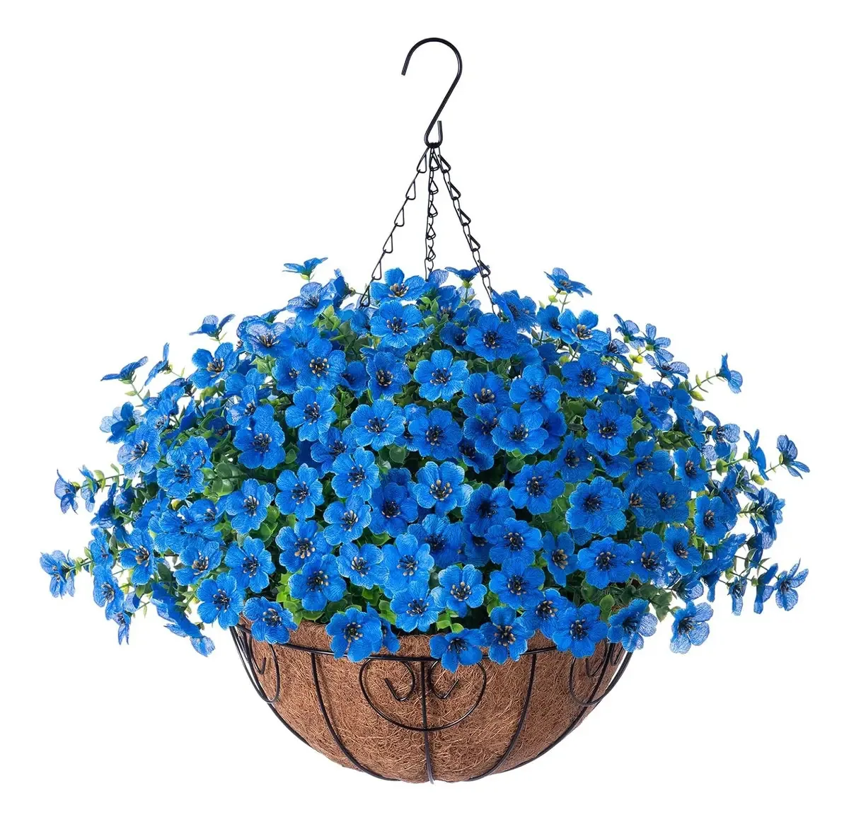 Flores Artificiais De Plantas Suspensas Falsas Com Cesta Azu