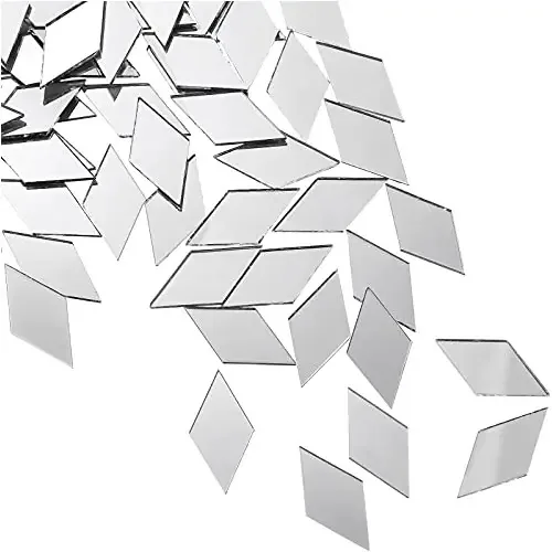 Geiserailie Espelho em Forma de Diamante, Pequeno Mosaico, Espelho de Losango para Artesanato, Espelho de Vidro de Losango para Artesanato, Espelho de Tamanho Mini para Decoração de Casa 150