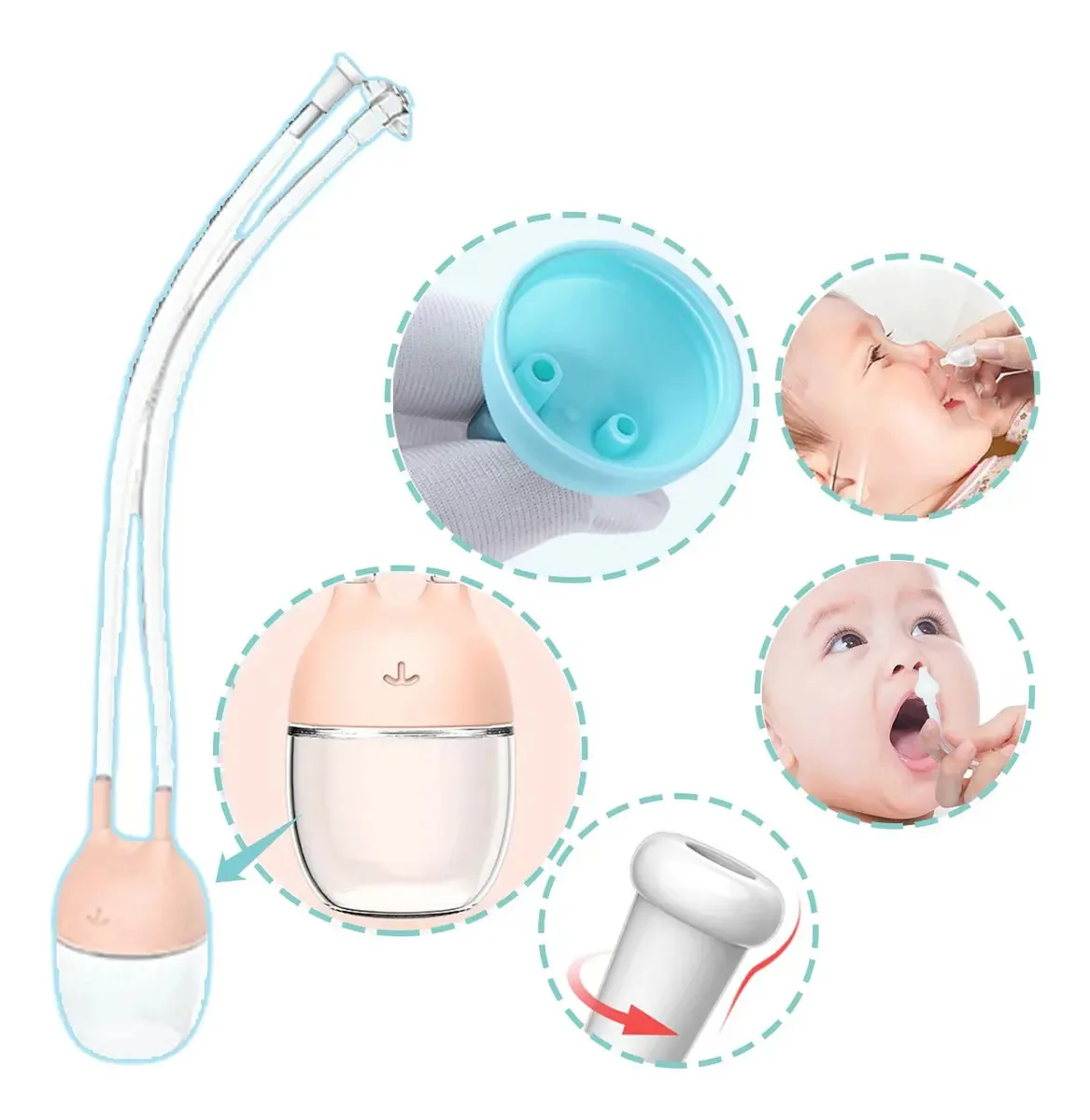 Kit de aspirador nasal para bebês Safe Soft Pink Snot Snot