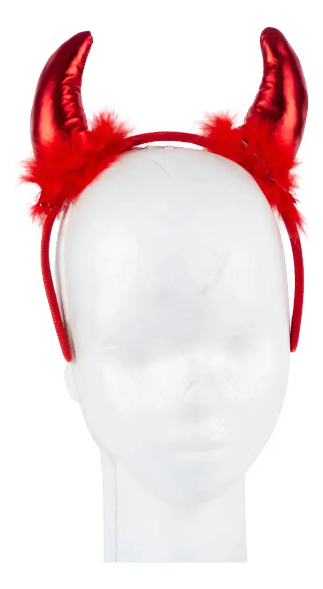Tiara de chifre vermelho Diablita Halloween X1
