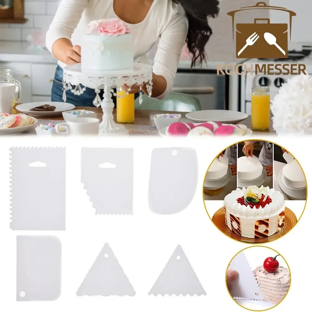 Conjunto de 6 pentes, espátula, pastelaria, decoração, pastéis