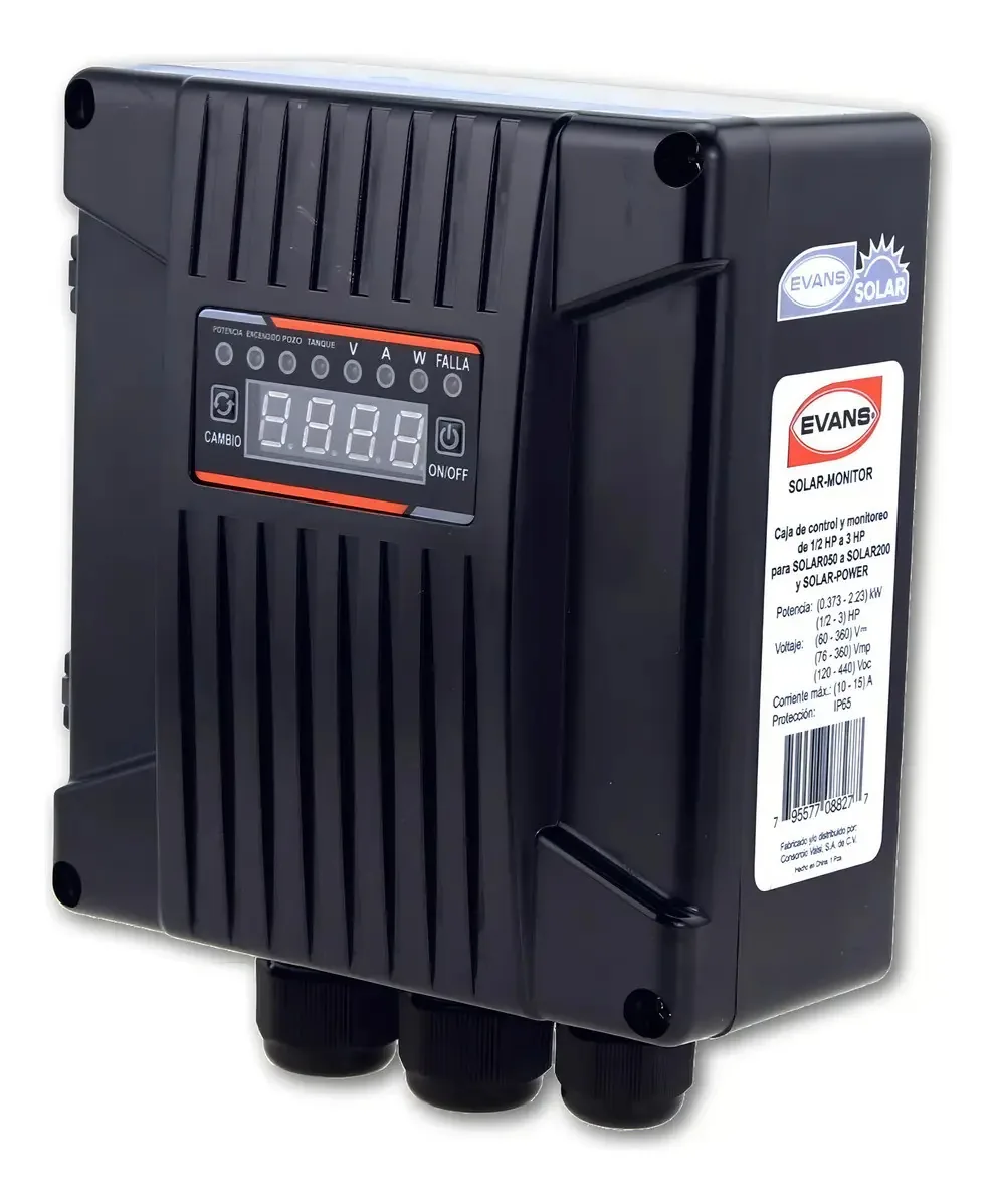 Caixa de controle Evans para bombas solares de 1/2 a 3 HP