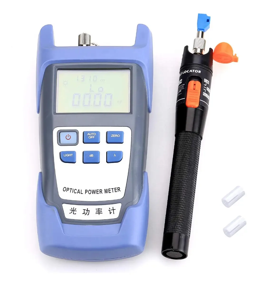 Conjunto de 4 ferramentas de teste de cabo de fibra óptica com medidor de potência de fibra óptica, localizador visual de falhas de 10 km e adaptador FC-LC e tubo de cerâmica para manutenção