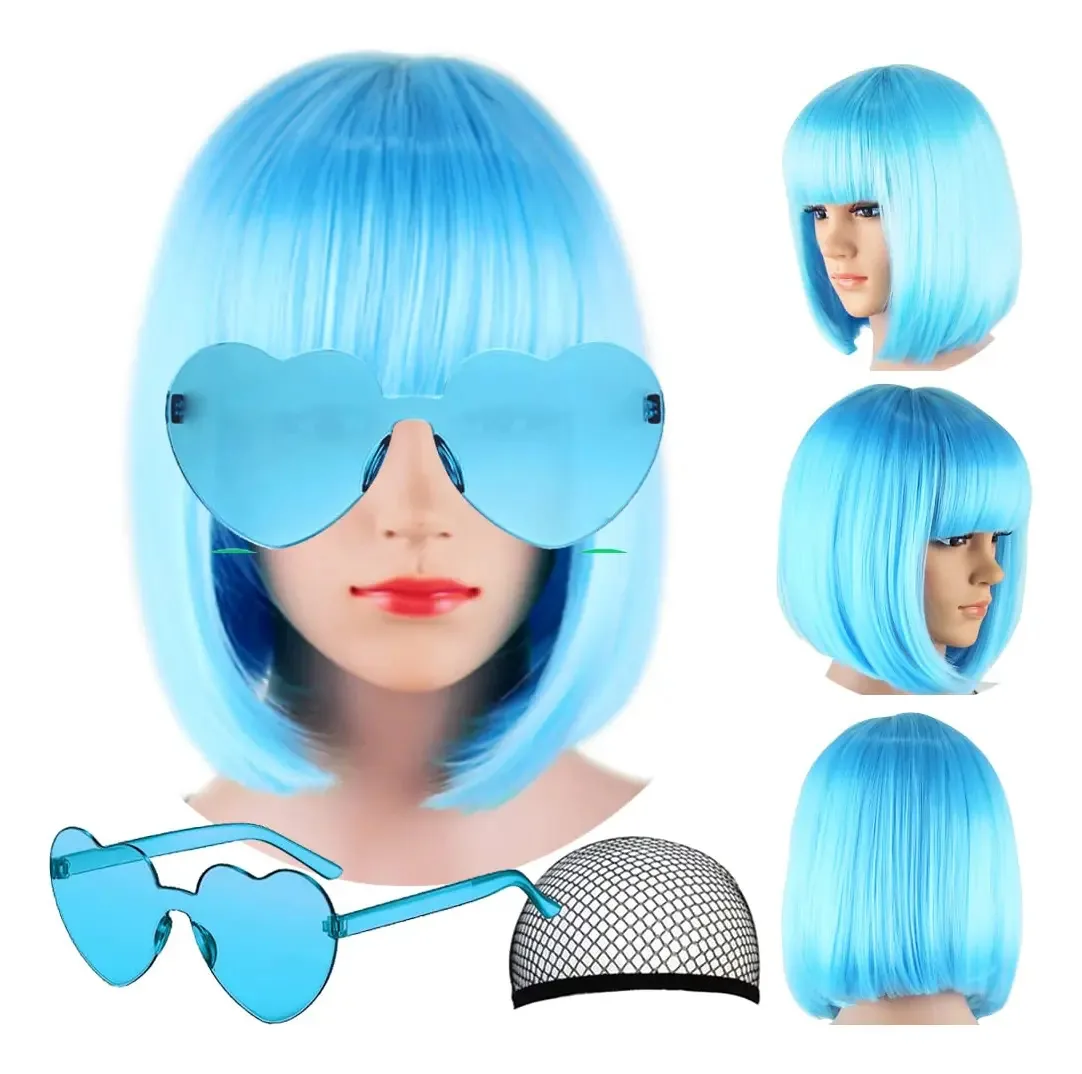 Perucas de cabelo curto Liuliubty Straight Bob Style com franja