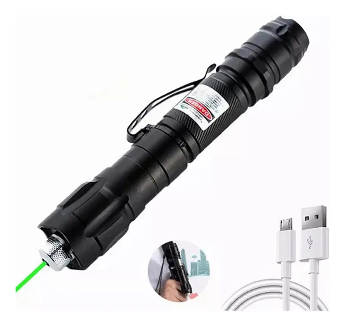 Projetor Laser Pointer Verde Recarregável com Carregamento USB 5000mw