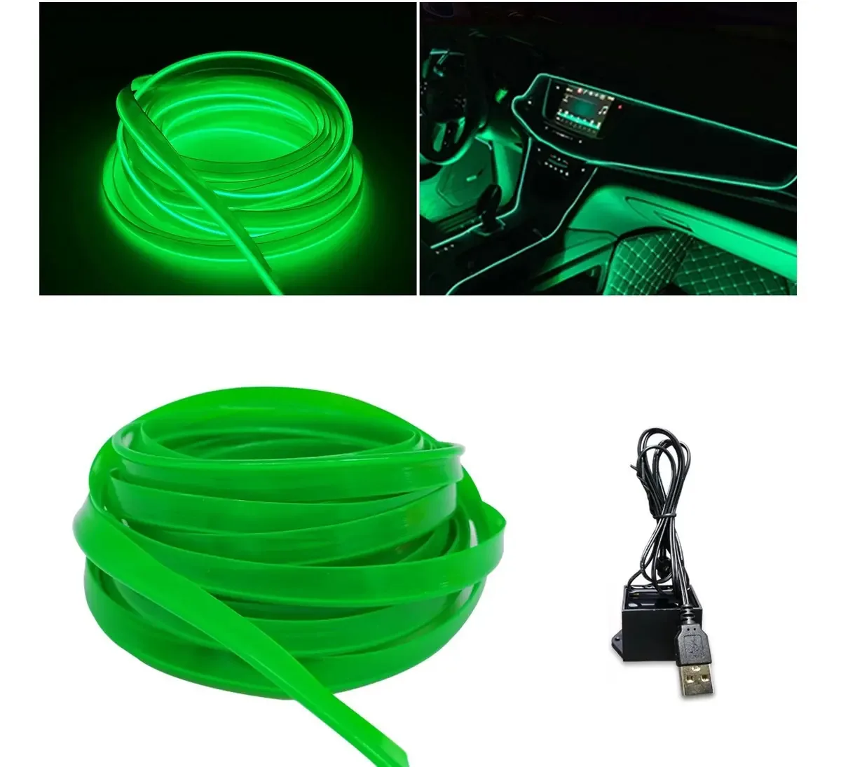 Luzes de faixa LED de néon Wire Hilo 5m para ternos de luz verde claro