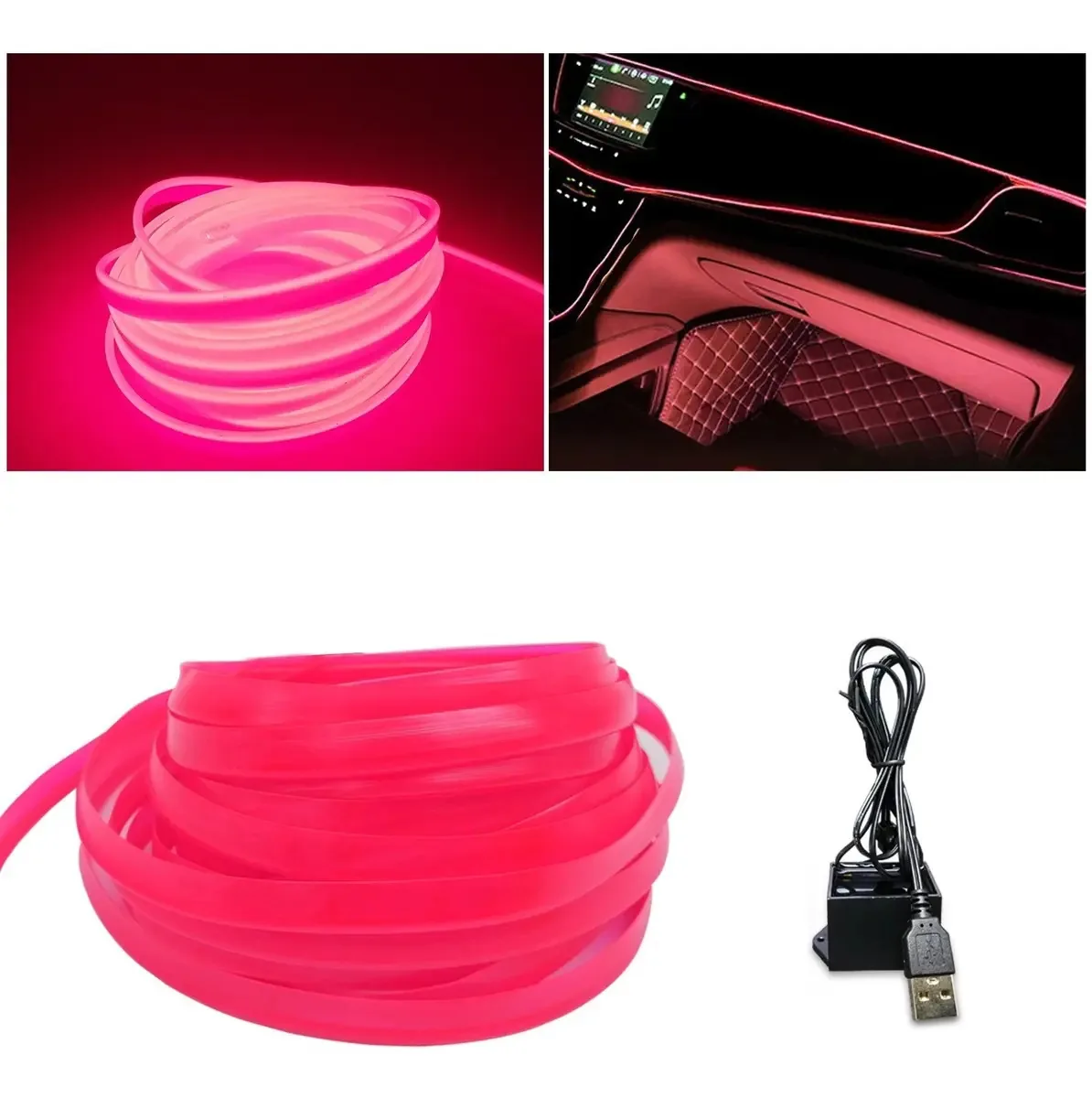 Luzes de faixa LED de néon Wire Hilo 5m para ternos de luz rosa
