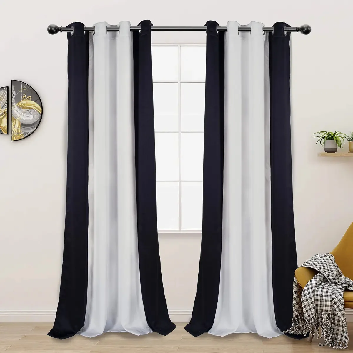 Lordtex - Cortinas opacas em blocos coloridos, térmicos e. Cor: preto e branco acinzentado
