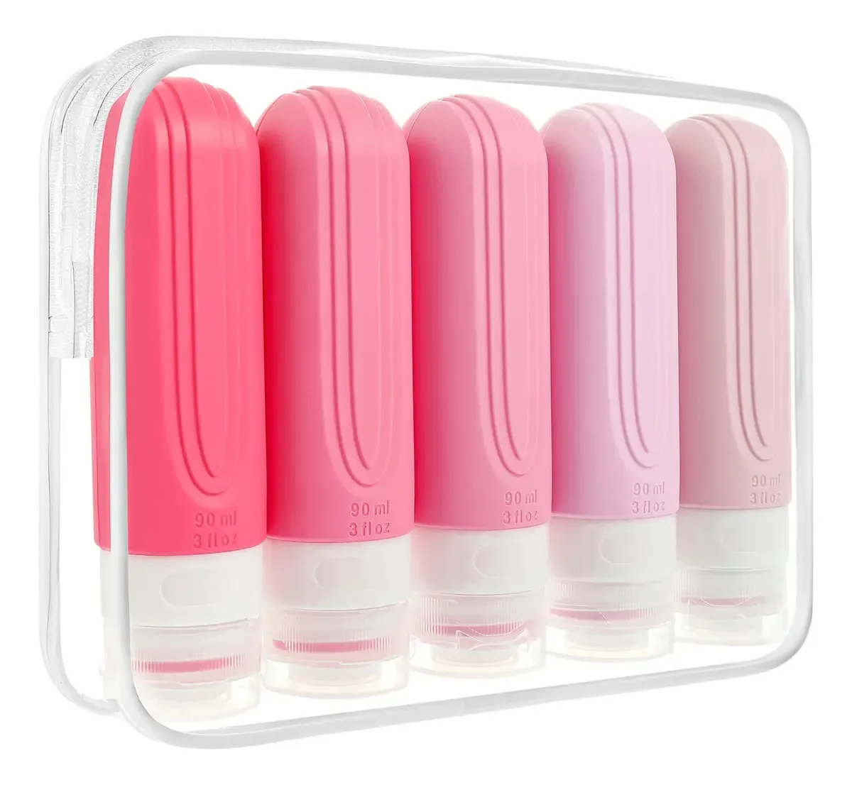 Garrafas de viagem Cheodin, 90 ml, pacote com 5, aprovadas para chá, com produtos de higiene pessoal, cor vermelha
