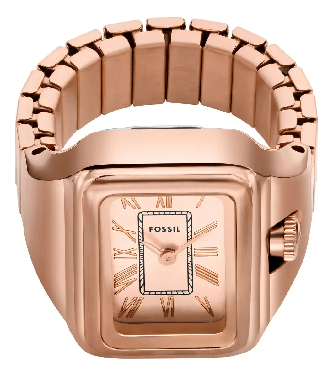 Relógio feminino em ouro rosa Fossil Raquel em forma de anel
