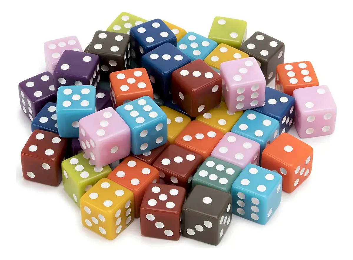 Pacote de 50 dados sólidos de 6 lados, 10 conjuntos de cores