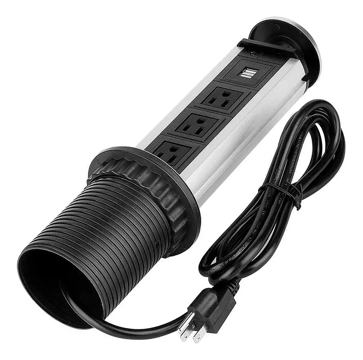 Torre USB ajustável multicontato, 3 soquetes e 2 portas para escritório