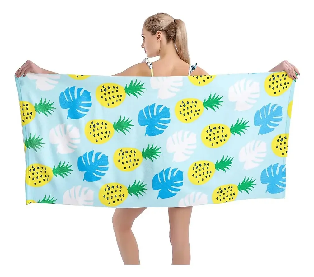 Conjunto de toalhas de praia de microfibra de tamanho grande Auxory, cor: amarelo, abacaxi