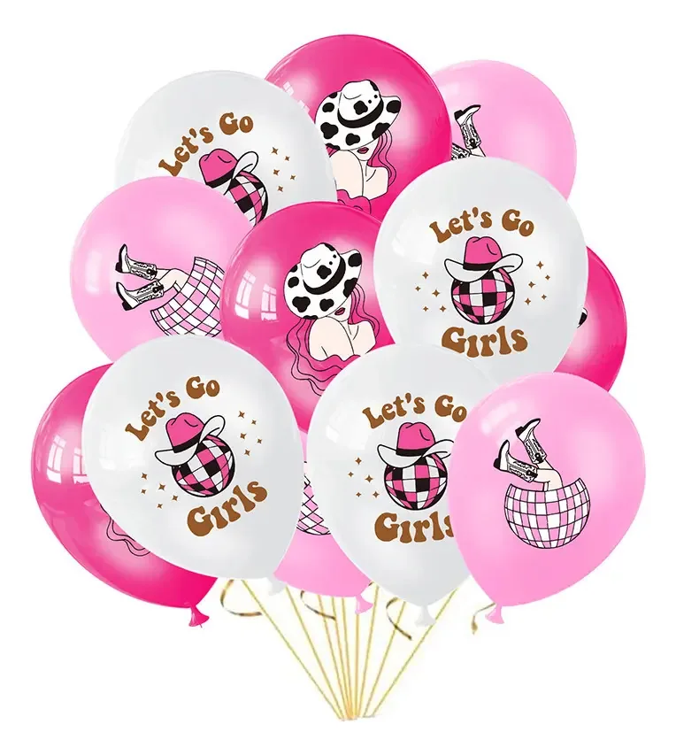 18 peças de balões de cowgirl, decorações de festa e aniversário