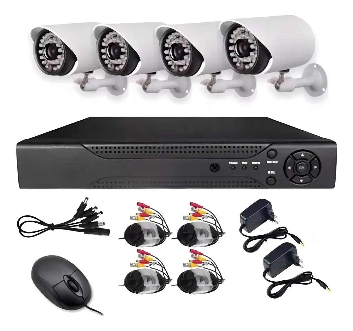 Kit de 4 câmeras de segurança com DVR de segurança perimetral interna e externa para comunidade comercial local
