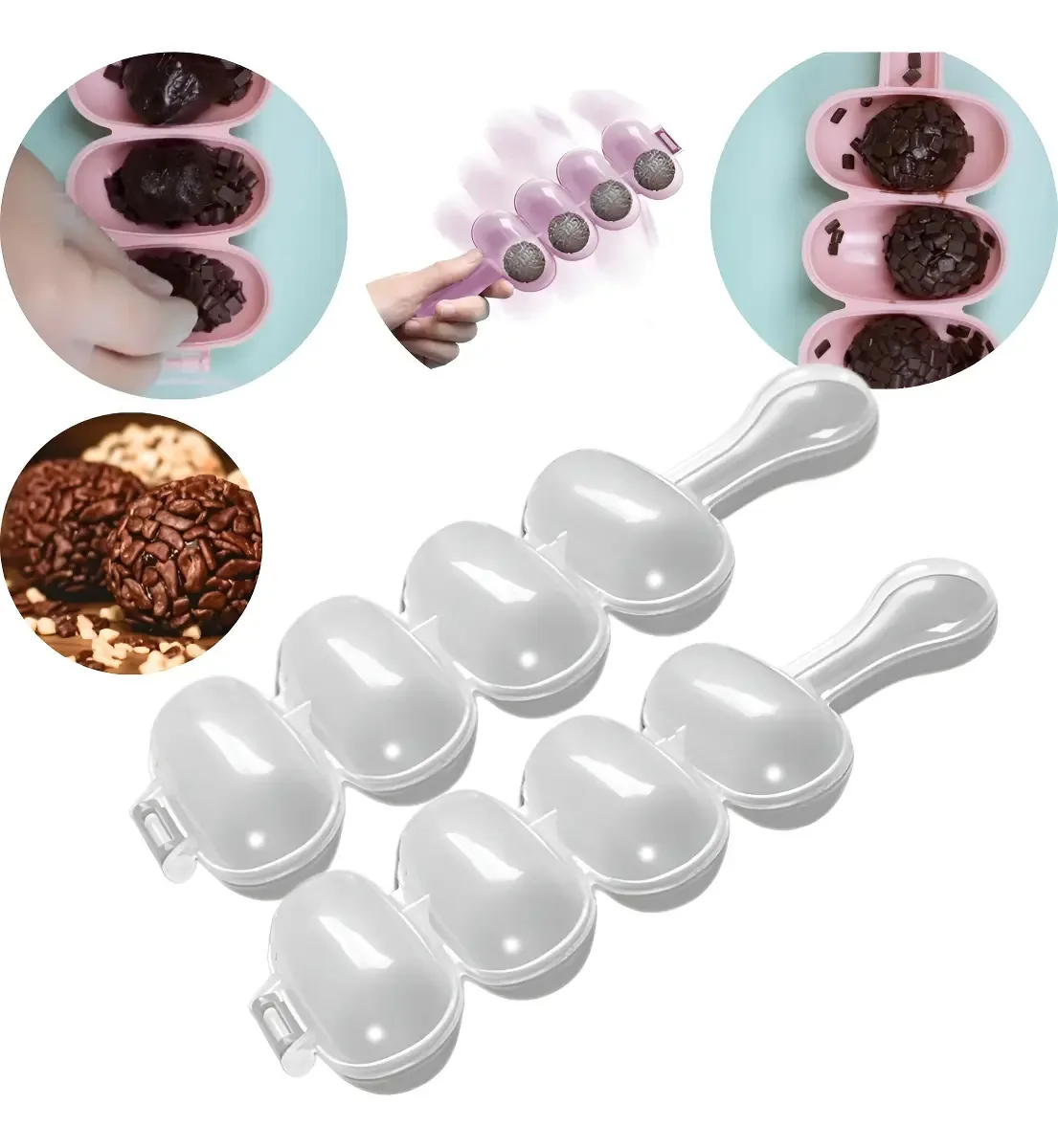 Boleador Brigadeiro Molde Enrolador Doces Festa Gourmet Cor Branco