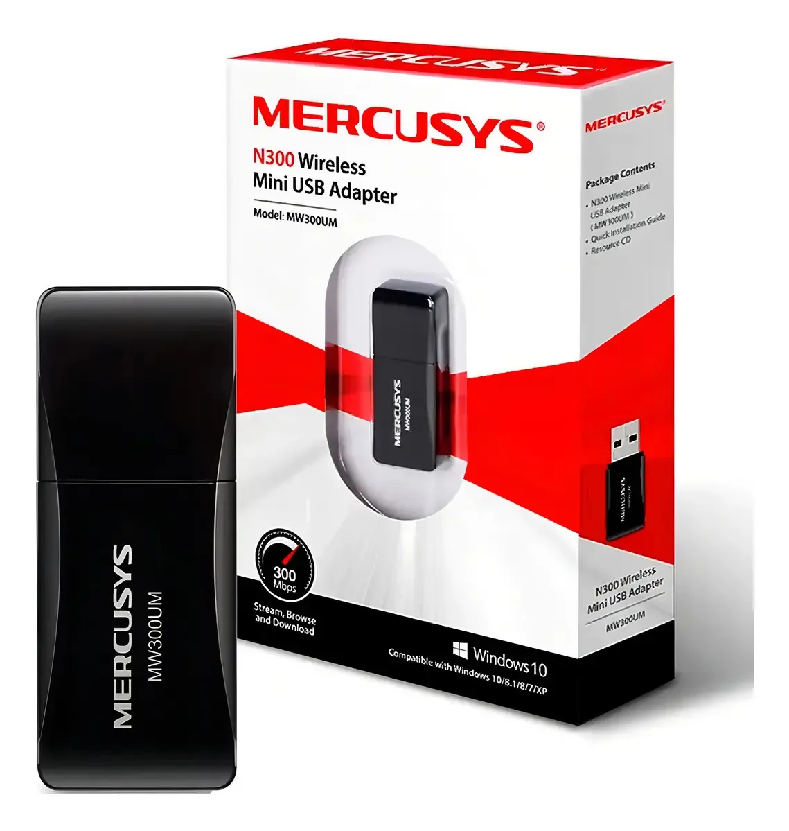 3 Adaptador de rede Mercusys MW300um Inalamb/vc Mini Usb