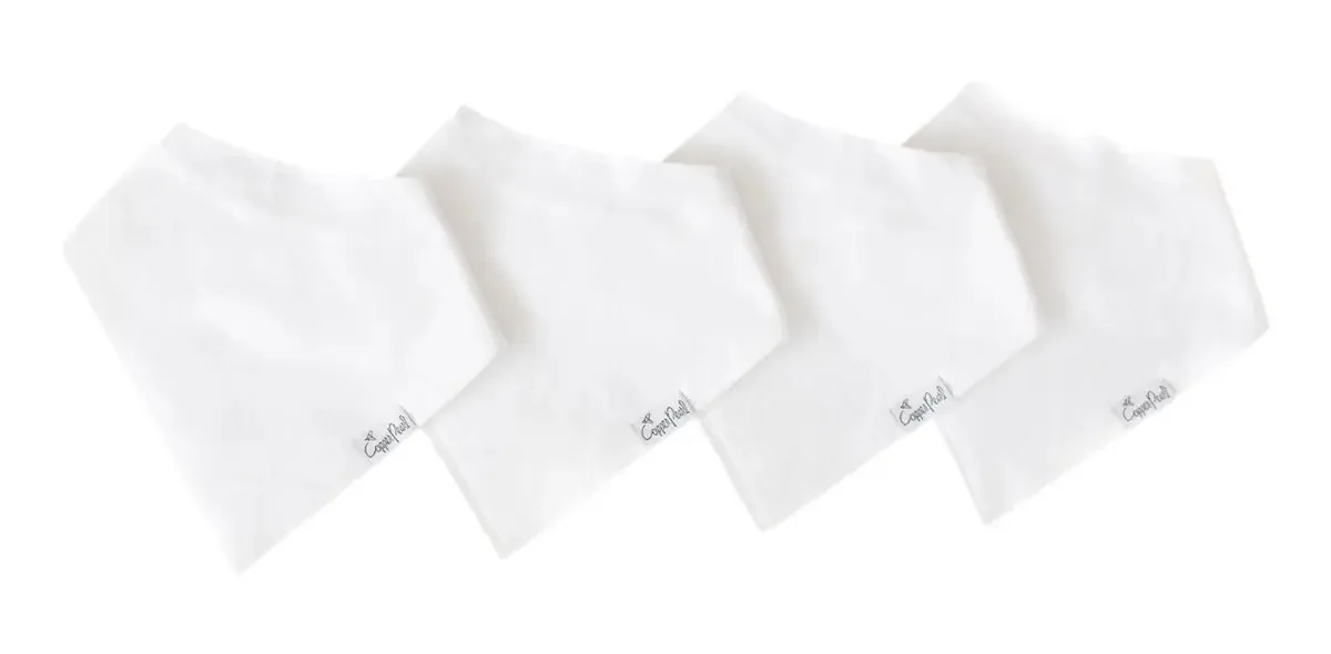 Conjunto de babadores de bebê Copper Pearl de 4 peças, bandana branca