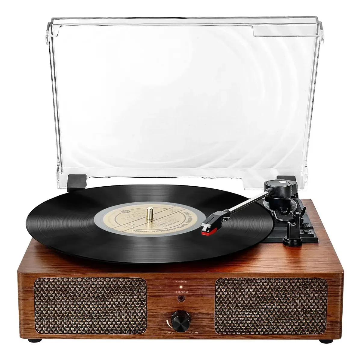 Toca-discos de vinil Bluetooth de 3 velocidades com alto-falantes Rca