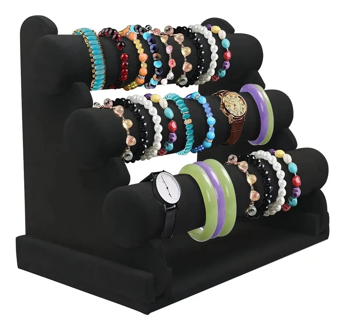 Estojo de joias, pulseiras, suporte de relógio com 3 níveis
