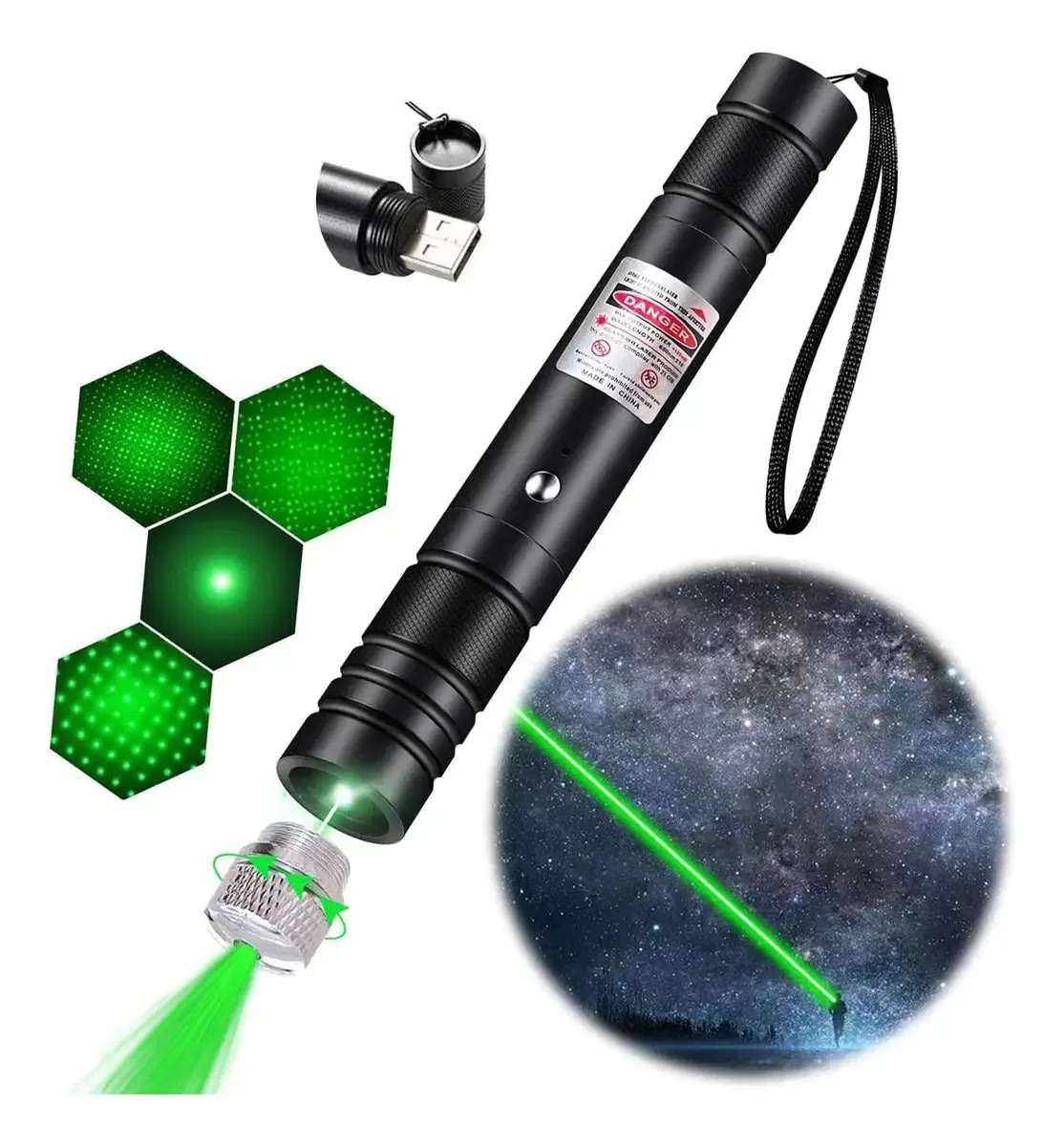 Projetor Laser Pointer Verde Carregamento USB Recarregável 5000mw Carregamento USB a Laser Verde