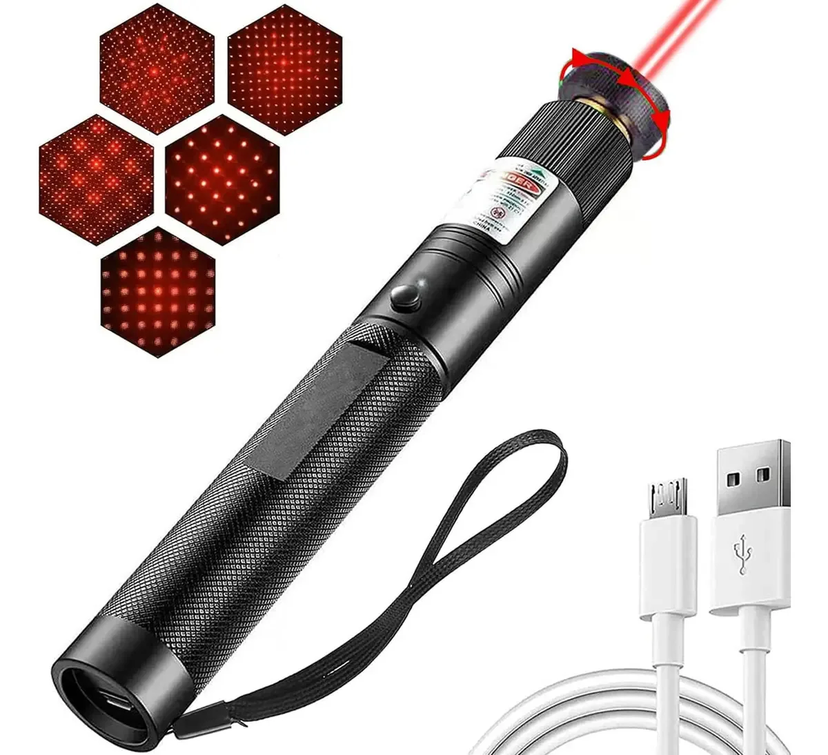 Projetor Laser Pointer Verde Recarregável com Carregamento USB Laser Vermelho de 5000mw