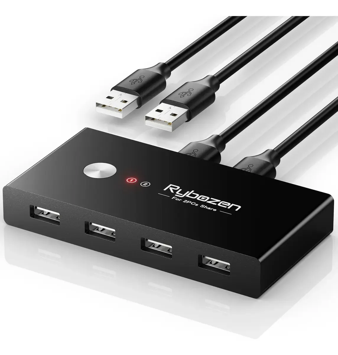 Jancane - Seletor de Interruptor USB para 2 Computadores, Comutador USB Compartilhando 4 Dispositivos Periféricos USB 2.0 para Mouse Teclado Scanner Impressora com Troca de Botão Único e Pacote
