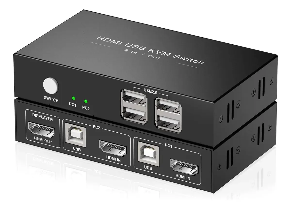 Comutador HDMI Kvm 1, monitores, 2 computadores, comutadores