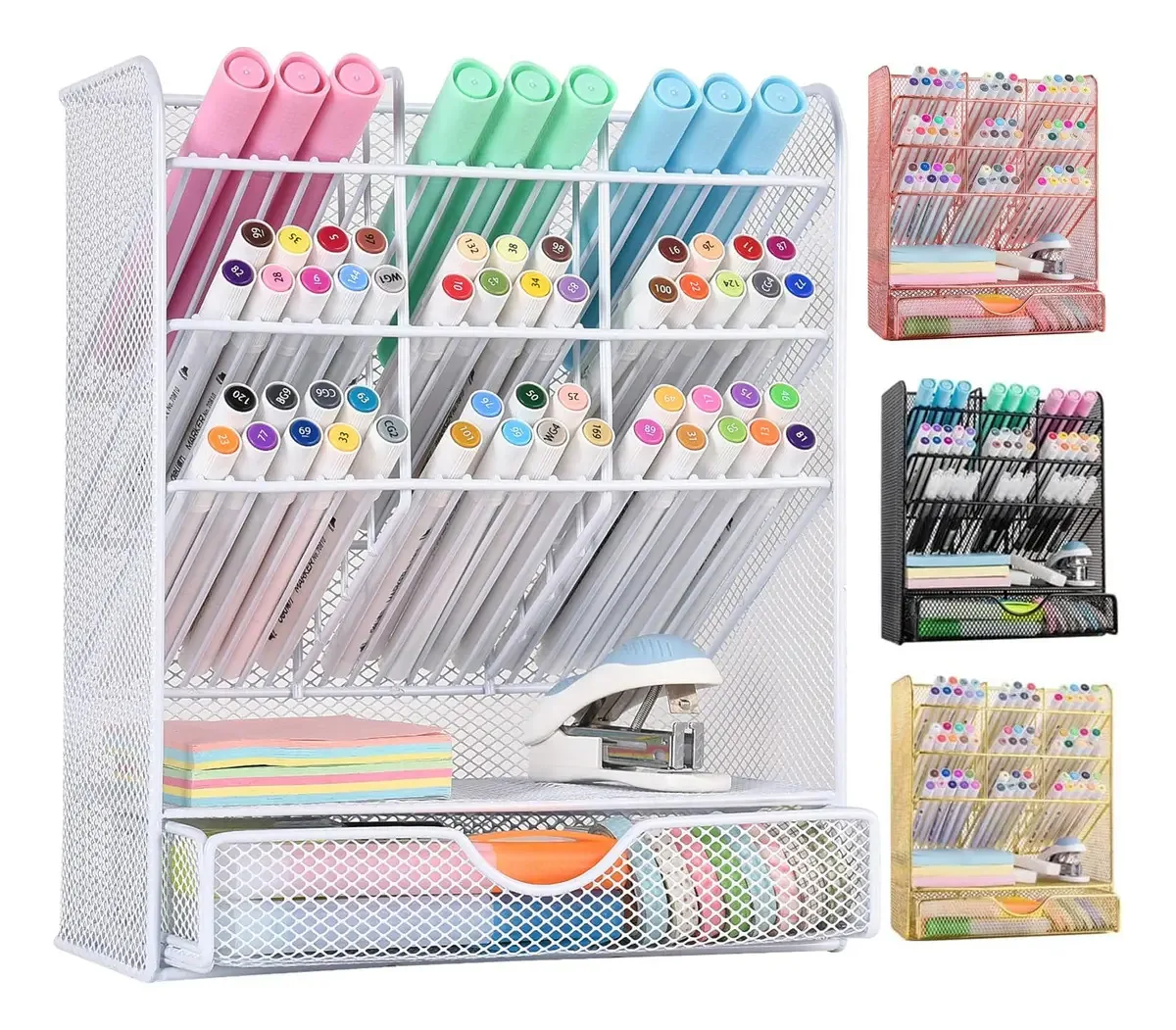 Organizador de computador branco para canetas e lápis